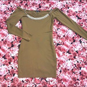 OFF THE SHOULDER LONG SLEEVE BODYCON DRESS